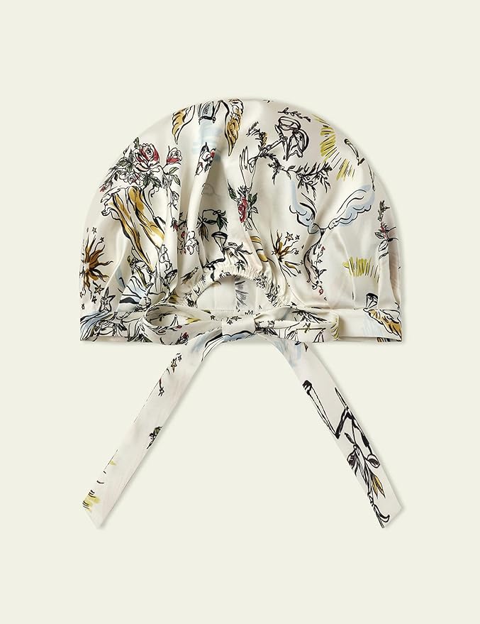 LilySilk 100% Mulberry Silk Bonnet Silk Night Sleep Cap Adjustable Hair Wrap for Sleeping Libra