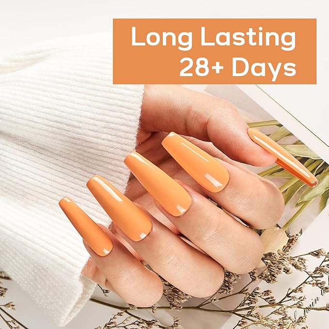JODSONE Pale Orange Gel Nail Polish 10ml Soak Off LED Gel Polish Medium Orange Nail Color Salon Vegan & Cruelty-Free Quality Long-Lasting Need U V Lamp Curing