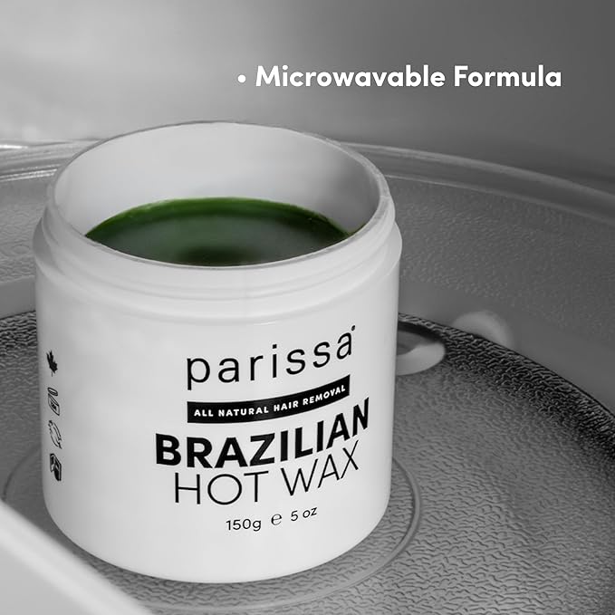 Parissa Microwavable Natural Bikini Hot Wax Kit | No-Strip Hard Wax for Coarse Hair on Bikini & Underarms | Ideal for Brazilian-Style Waxing | 150 g (5 oz)