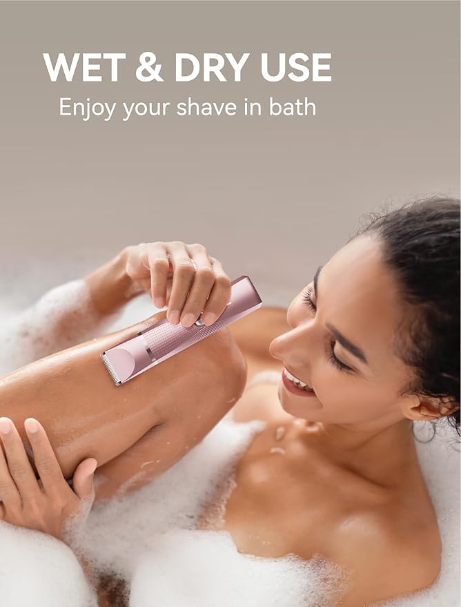 unibono 3-in-1 Electric Razor for Women - Waterproof Bikini Trimmer,Rechargeable Electric Shaver for Lady,Pubic Hair Trimmer Women,Personal Trimmer Groomer for Body Hair (Rose Golden,RG-1)