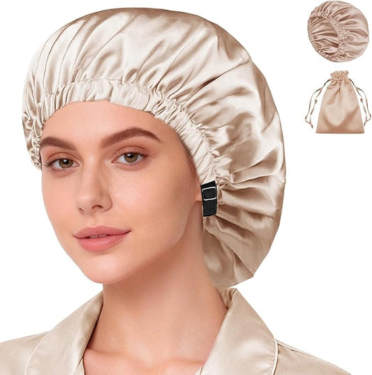 Satin Bonnet 2Pcs Silk Bonnet Hair Bonnets For Sleeping Silky Soft Sleep Cap Womens Night Curly Natural Hair Caps