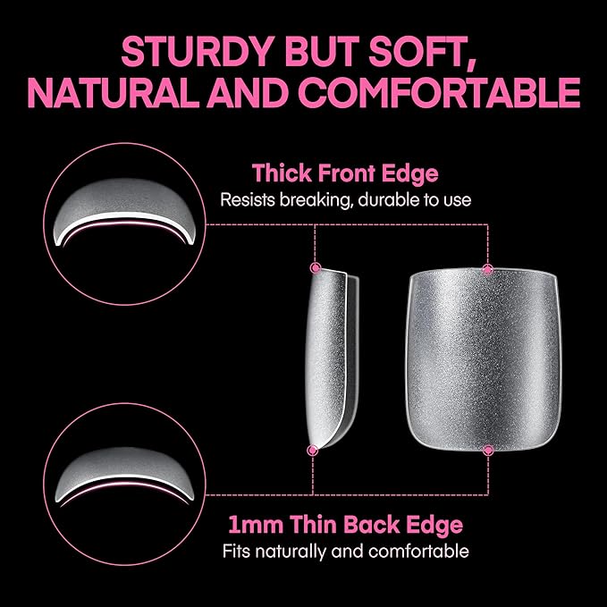 UNA GELLA Square Toe Nail Tips For Big Toe, 504Pcs 15Sizes Soft Gel Full Cover Toe Nail Tip Pre-buff Fake Acrylic Toes Nail Press Ons Soak Off Pedicure For Nail Extensions Home DIY Nails Salon