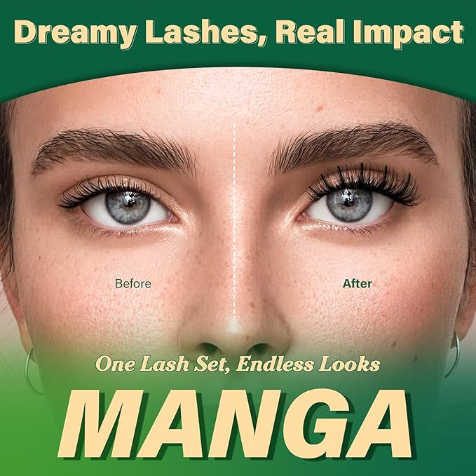 KEYYOU LASH Manga Lash Clusters Kit 8-18mm Eyelash Clusters Kit DIY Lash Extension Kit Natural Fairy Cluster Lashes with Lash Bond Seal Remover Applicator Soft Thin Band(MG02)