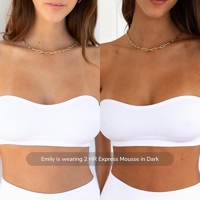 Loving Tan 2 HR Express Self Tanning Mousse, Dark - Streak Free, Natural, Professional Quality - 5+ Sunless Self Tanner Applications per Bottle, Cruelty Free, Naturally Derived DHA - 6.7 FL Oz