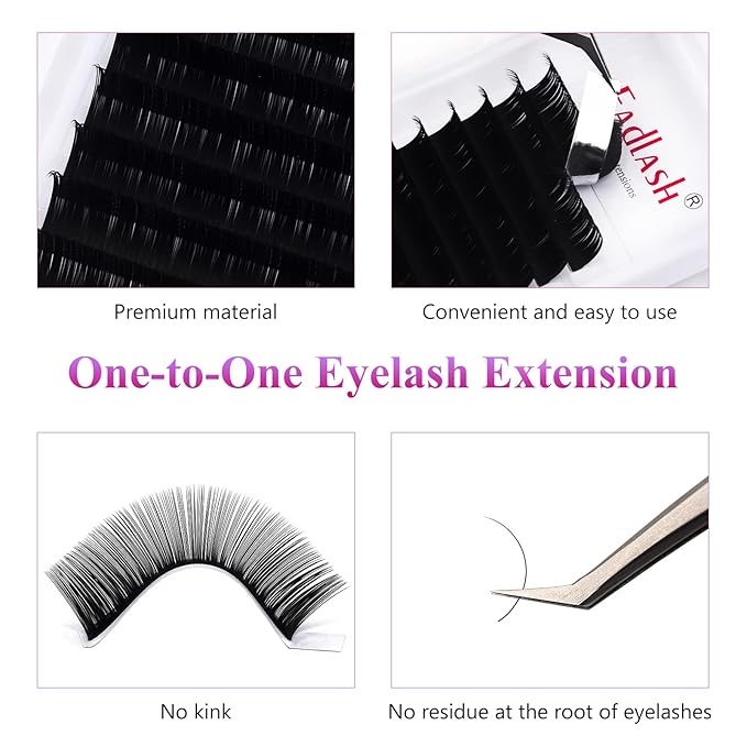 Lash Extensions Regular Volume Lash Mixed Tray 0.07 D Curl 9-17mm Premium Mink Silk Volume Eyelash Extensions Soft Matte Black Salon Use.(0.07-D, 9-17mm Mix)