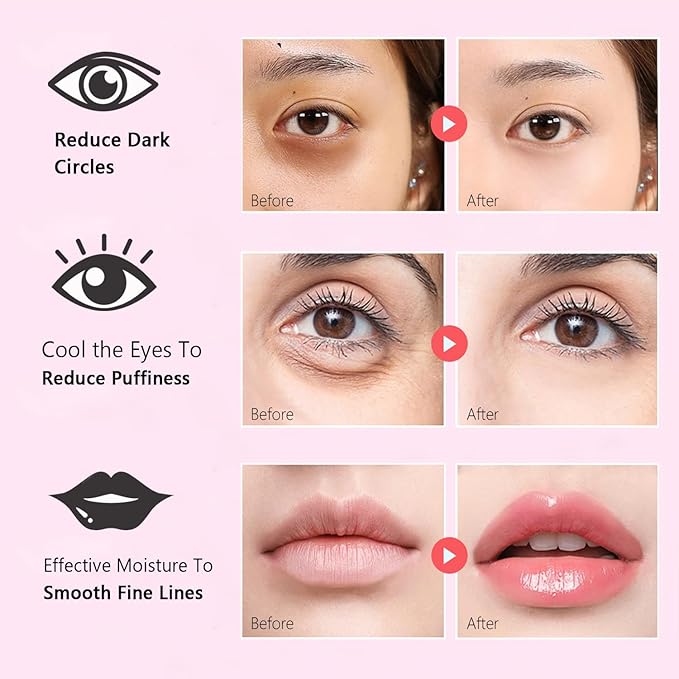 30 Pairs Eye Masks & Lip Masks, Under Eye Patches for Puffy Eyes, Moisturizing Lip Mask Pink Pads, Reducing Fine Lines, Valentines Day Gifts, Galentines Gifts, Party Favors, Bulk Gifts, Small Gifts