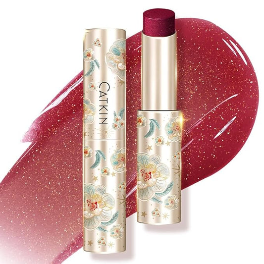 CATKIN Glossy Lip Balm Ultra Hydating Glow Lip Tinted Jelly Plumping Melting Balm Shea Butter Repair Soothing For Dry Lips 0.12 oz C10 HIBISCUS