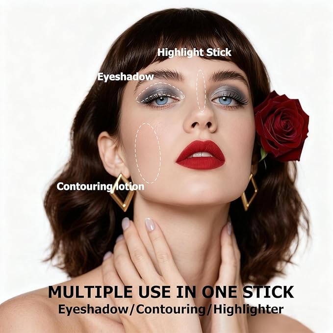 Waterproof Instant Set Shimmer Cream Eyeshadow Stick, Creamy Texture, Long-Lasting, Glitter Boosted, Perfect for Beginners & Models, Multiple Shades Available (09#)