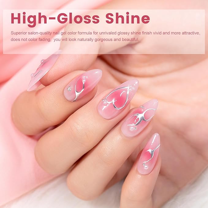 RARJSM Nude Peach Pink Gel Nail Polish Sheer Neutral Skin Tone Color Ice Jelly Rosy Red Pink Gel Polish Transparent Nail GelPolish Soak off UV LED Cured for Home Salon DIY Manicure 15ml Single Bottle