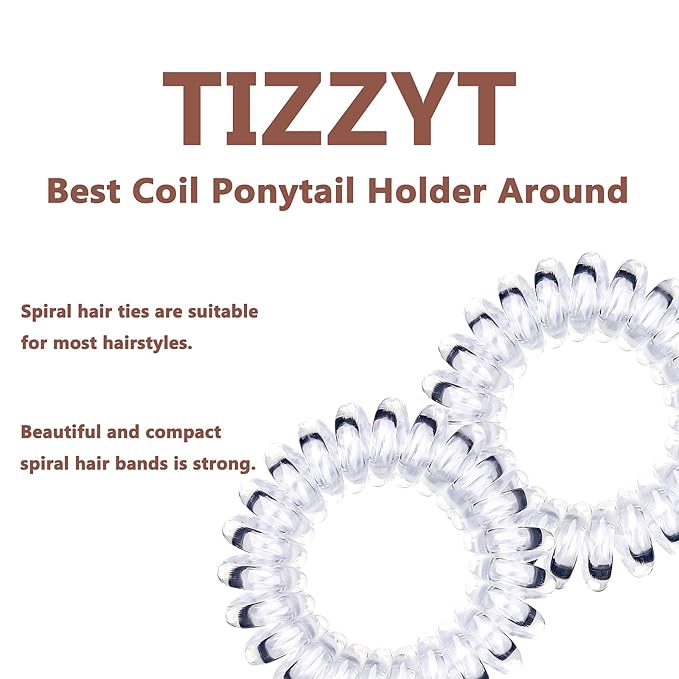 18pc Spiral Hair Ties for Women – Clear hair ties ties No Damage, Clear elastic hair ties and Thin Hair – Creaseless and Dent-Free Coil | Ideal Gifts for Women Set. (elastic hair ties)