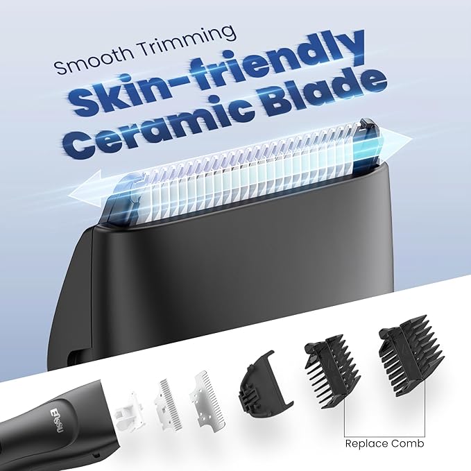 ENSSU Body Hair Trimmer for Men, Electric Manscape Groin Trimmer with Skin-Safe Ceramic Blade, Waterproof Ball Trimmer for Chest, Beard, and Pubic Hair