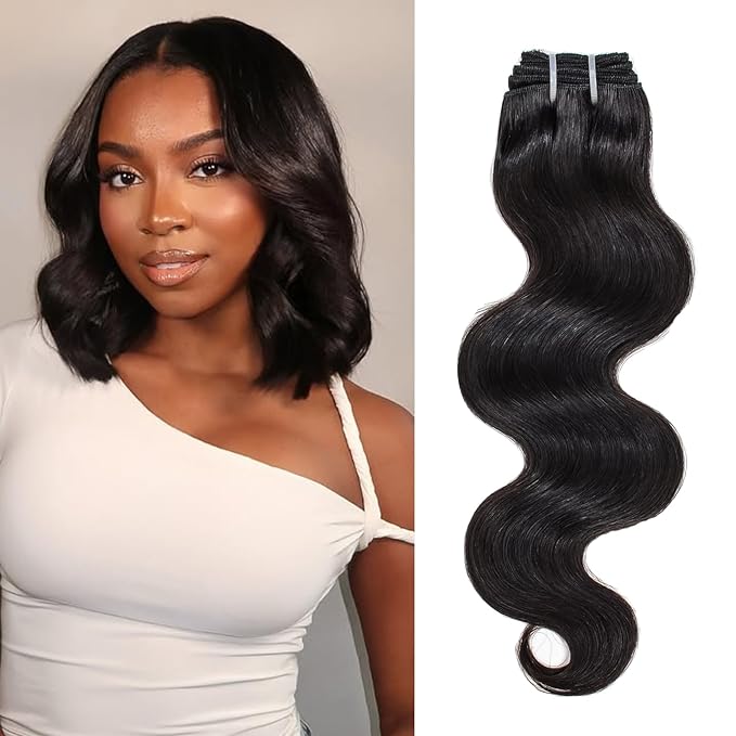 Body Wave Bundles Human Hair 10 Inch 1 Bundle 12A Human Hair Bundles 100% Unprocessed Brazilian Virgin Hair Weave Single Human Hair Bundles Natural Black Color (10 Inch)