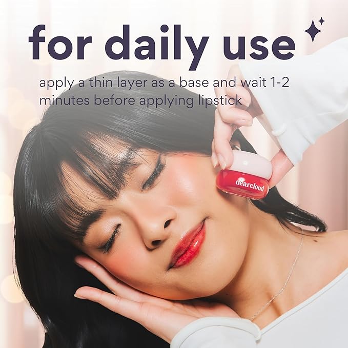 dearcloud Dewy Lip Jam – Hydrating Lip Balm & Gloss with Vitamin E, Korean Skincare (Deep Cherry)
