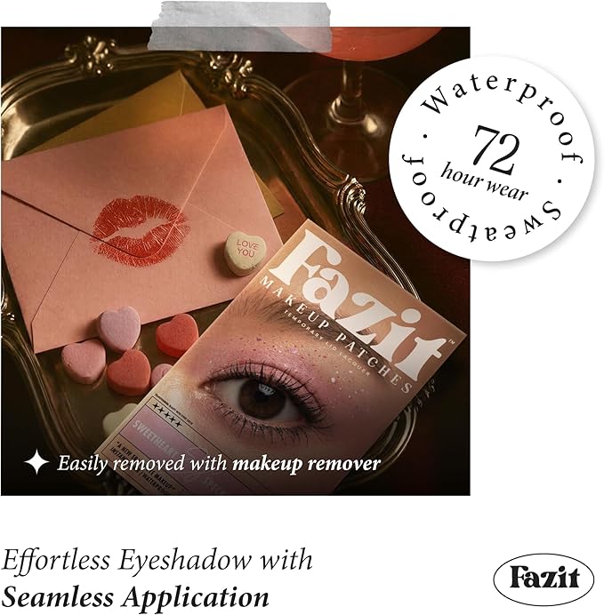 Fazit Makeup Patches - Sweetheart Eye Speckles - Glow Up Make-Up Patches - Cute Glitter Makeup Accessories for Women - Cosmetic Glitter for Face