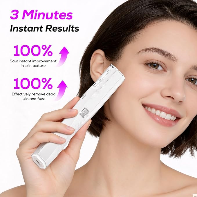 PEDOOD Dermaplane Razor for Women Face, Painless Sonic Dermaplane Tool with 10 Upgraded Micro Mesh Dermaplaning Blades, Women’s Facial Exfoliation & Peach Fuzz Hair Removal System (Off-White)