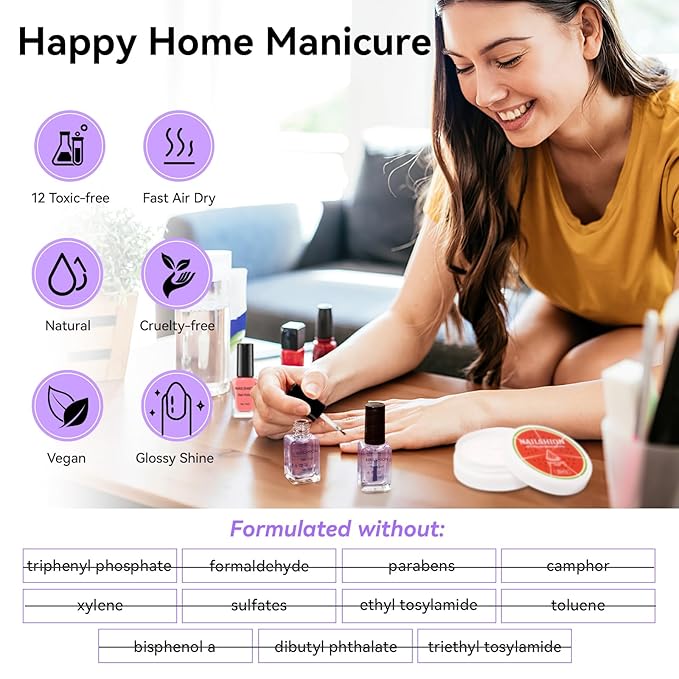 Nailshion Clear Base Top Coat Anti-UV, 2PCS Calcium & VE Base Nail Strengthener High Shine Top Coat, Chip Resistant Quick Air Dry, Protects Color & Nails Prevents Discoloration Women Gift