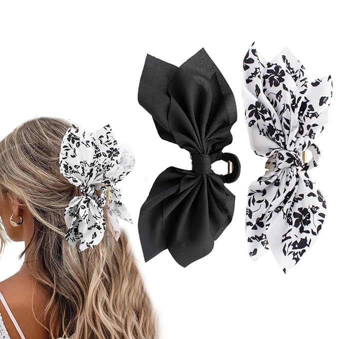 Bow Claw Hair Clips 2PCS Big Hair Bows for Women Butterfly Styling Large Hair Clips for Thin Thick Curly Hair for Girls Hair Accessories for Teens Gifts for Valentine's Day