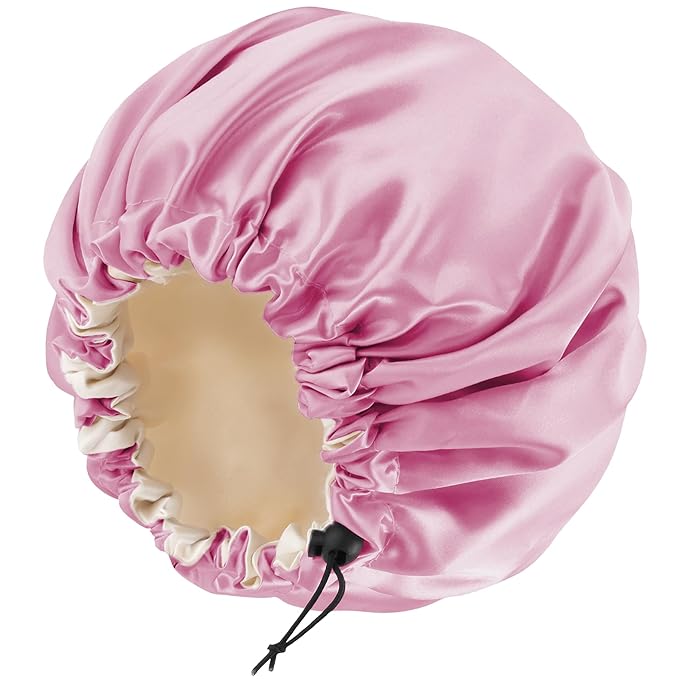 Satin Silk Bonnet For Curly Hair Bonnet Braid Bonnet For Sleeping Bonnets For Women Large Double-layer Adjustable