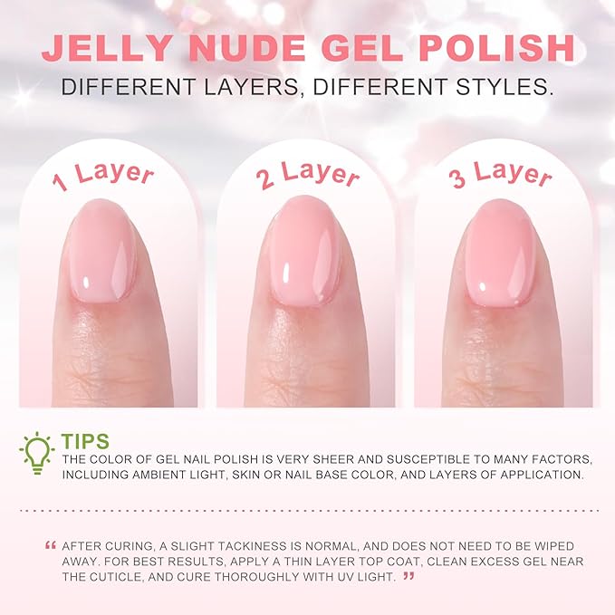 NXJ INFILILA Light Pink Gel Nail Polish, 15ml Baby Milky Pink Soak Off UV LED Gel Polish Long Lasting Shiny, Nude Jelly Sheer Translucent Color for Salon and Nail Art DIY at Home N20