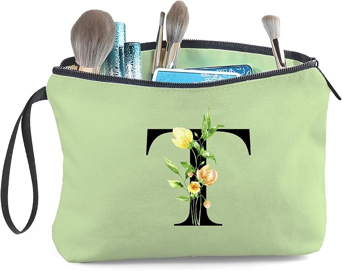 Women Birthday Unique Bride to be Bridal Shower Initial Gifts for Mom Sister Friend Her Teacher Aunt Makeup Cosmetic Bag with Mirror Mothers Day Christmas Graduation T