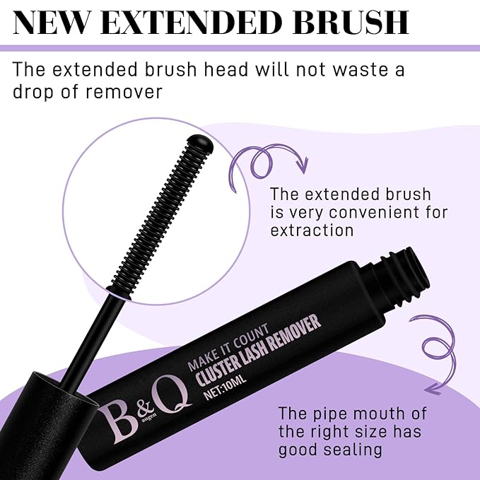 B&Qaugen B&Q Lash Remover for Lash Clusters 10 ML Lash Cluster Remover Cluster Lash Remover Cluster Lash Bond Remover Lash Adhesive Remover Lash Glue Remover Lash Bond and Seal Remover（Remover-10ML）