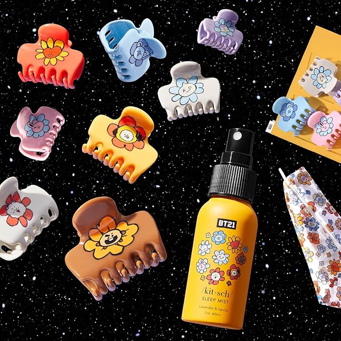 Kitsch BT21 Recycled Plastic Puffy Medium Hair Clips for Women, Medium Claw Clip for Thin & Thick Hair | Ideal Gifts for Women - RJ, 1pc