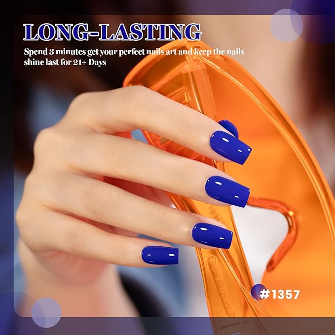 RARJSM Royal Blue Gel Nail Polish 1PCS 15ML Long Lasting Opaque Deep Blue Milky Creamy Gelpolish Soak off U V Curing Required Nail Art French Manicure Salon DIY at Home