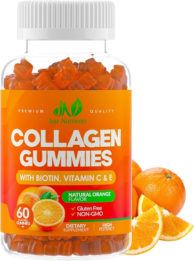 Collagen Peptides Gummies with Biotin, Vitamin C & E for Women & Men - Premium Hydrolyzed Collagen Type I & III for Hair, Skin & Nails Support - Gluten-Free, Non-GMO - 60 Gummies (30 Servings)