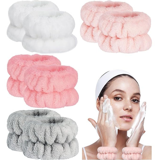 Taocar 8pcs Wrist Bands for Washing Face, Absorbent Face Washing Wristbands, Microfiber Women's Spa Wrist Towels, Stretchy Wash Band for Man Children, Prevent Water from Spilling Down Your Arms