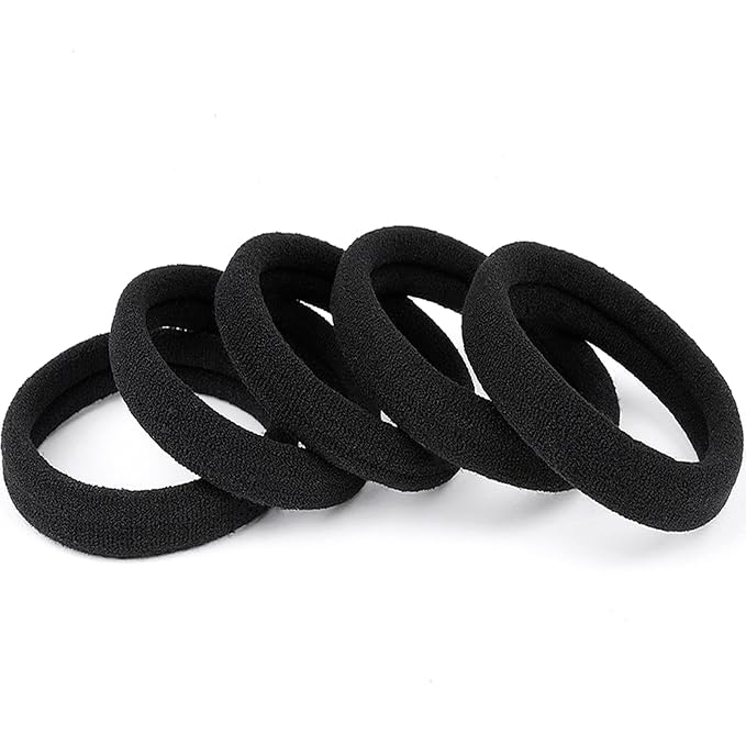 Black Hair Ties No Damage 100PCS High Stretching Hair Ties Thick Hair Bands Large Ponytail Holders for Women Girls Thick Heavy Curly Hair