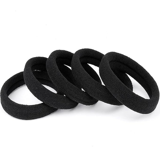 Black Hair Ties No Damage 100PCS High Stretching Hair Ties Thick Hair Bands Large Ponytail Holders for Women Girls Thick Heavy Curly Hair