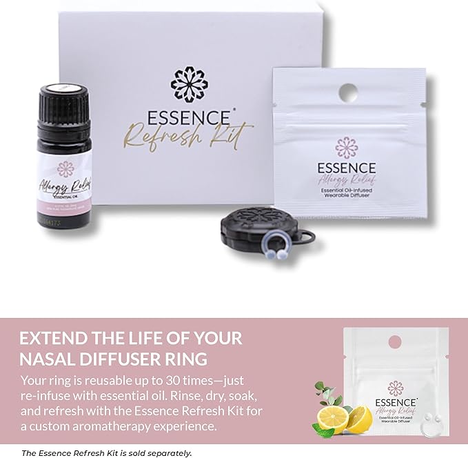 Essence Wearable Aromatherapy Nasal Diffuser – Allergy Relief Essential Oil Nose Ring – Personal Scent Clip for Travel, Work & Everyday Use – Made in USA (3 Pack)
