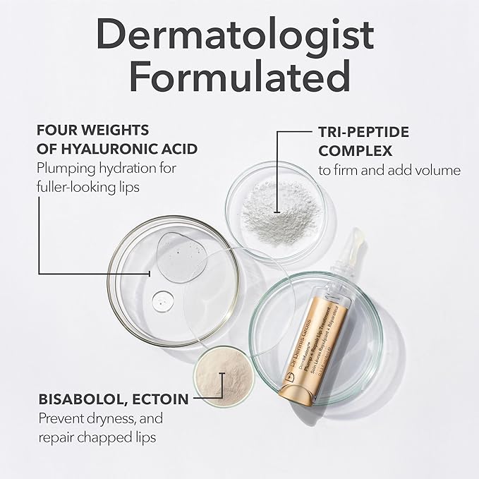 Dr Dennis Gross DermInfusions Plump + Repair Tinted Lip Treatment, Clear - Visibly Plumps & Defines Lips with Hyaluronic Acid & Peptides - Repairs Moisture Barrier - 4 mL