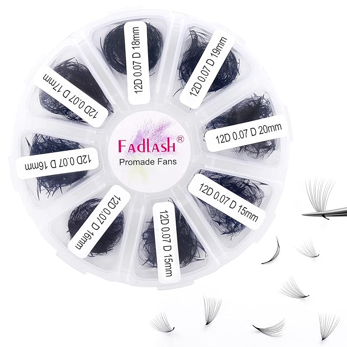 Eyelash Extension 1000pcs Mix Premade Fans Eyelash Extensions D Curl Promades Eyelash Volume Lash Extensions Loose Fans Pre Made Volume Lashes Pointed Base (12D-0.07D, 15-20mm)
