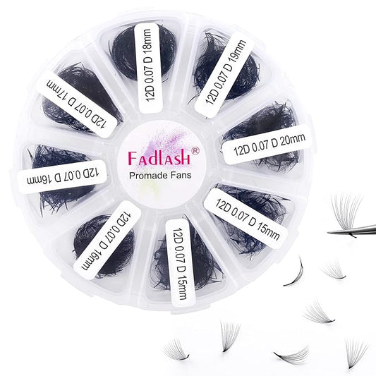 Eyelash Extension 1000pcs Mix Premade Fans Eyelash Extensions D Curl Promades Eyelash Volume Lash Extensions Loose Fans Pre Made Volume Lashes Pointed Base (12D-0.07D, 15-20mm)