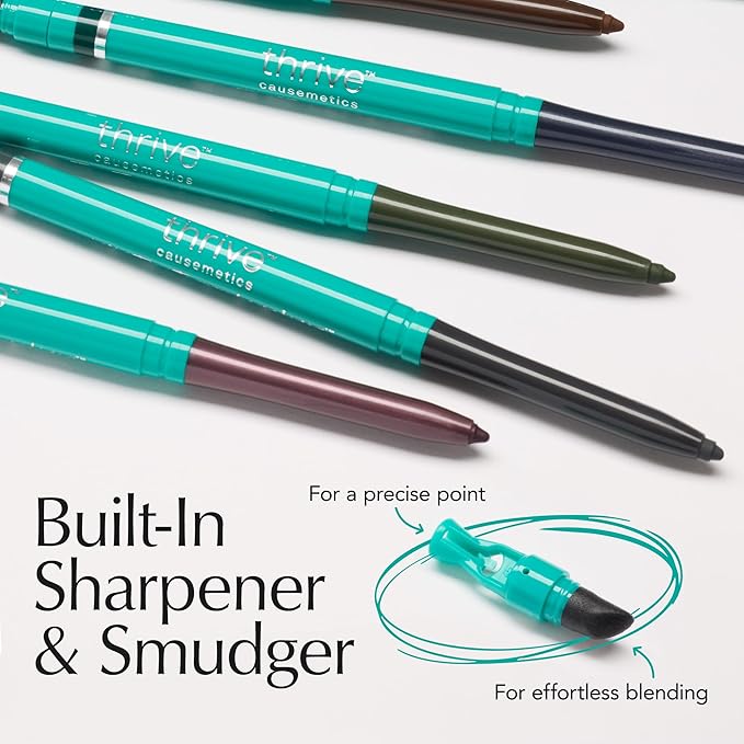 Thrive Causemetics Infinity Waterproof Eyeliner Pencil, Built In Sharpener & Smudge Tip, Long Lasting, Smudge Proof, Hyaluronic Acid & Shea Butter, Vegan & Cruelty Free, Talia (Navy Matte)