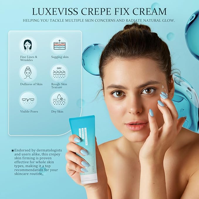 Luxeviss Crepey Skin Repair Cream-Anti Wrinkles for Crepey and Sagging Skin, for Neck, Chest, Arms & Legs-100g