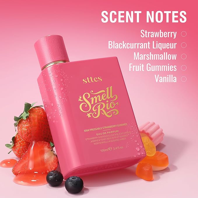 Sttes Perfume 606# Hair Perfume for Women – Long-Lasting Strawberry, Candy, Vanilla & Marshmallow Gourmand Fragrance Eau de Parfum 100ml (3.4 fl oz) – Pressable Strawberry Gummies