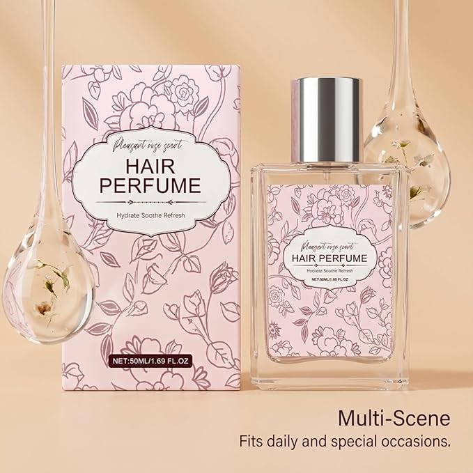 Rose Hair Perfume for Women - Long Lasting Hair Mist, Nourishing & Frizz Control Spray with Lightweight Rose Scent, Daily Moisturizing Fragrance for All Hair Types, Portable 50ml