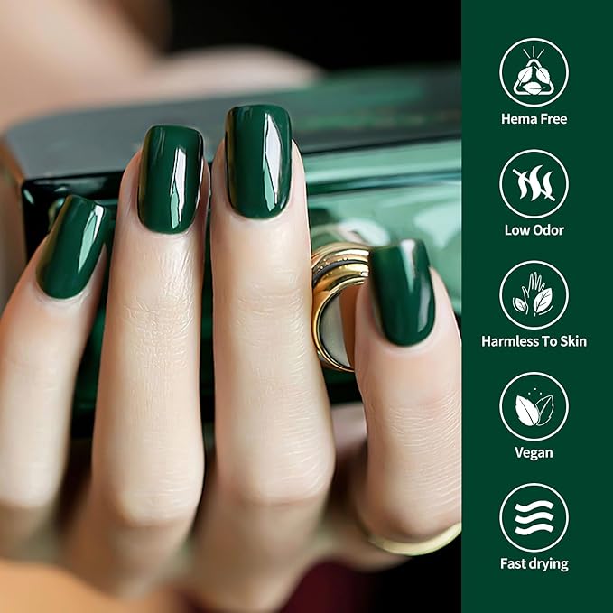 Venalisa Green Gel Nail Polish - Emerald Dark Green Color, 1 Pcs, Soak Off UV Gel DIY at Home Manicure Salon Nail Art