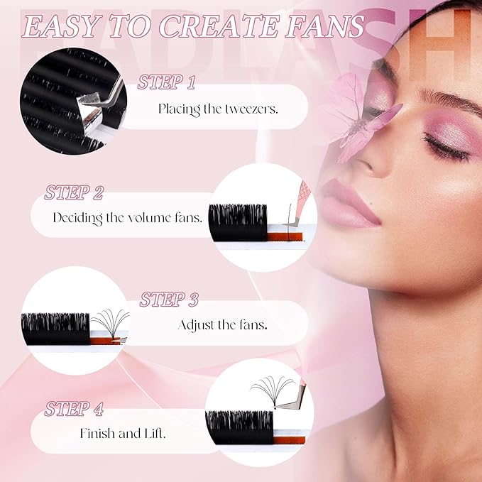 FADLASH Eyelash Extensions D Curl 0.07 15-20mm Mixed Tray Easy Fan Lash Extensions Volume Lashes 2D-10D Self Fanning Lash Extensions (0.07-D, 15-20mm Mix)