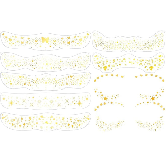 HyperFun 9 Pcs Face Glitter Freckles, Face Clavicle Glitter Fake Freckles Sticker, Waterproof Sparkle Freckles Makeup Patches for Women Rave Festival Accessories Concerts Party Prom