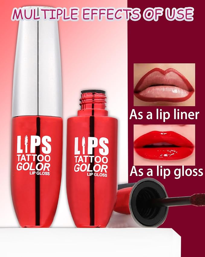 Lip Stain Peel-Off Lip Liner Stain,Long-Lasting Matte Lips Gloss Tattoo,Nude Red Non-Stick Liptint Highly Pigmented Color Liquid Lipstick Waterproof Transfer-proof Tinted Lipstain Makeup for Women-02