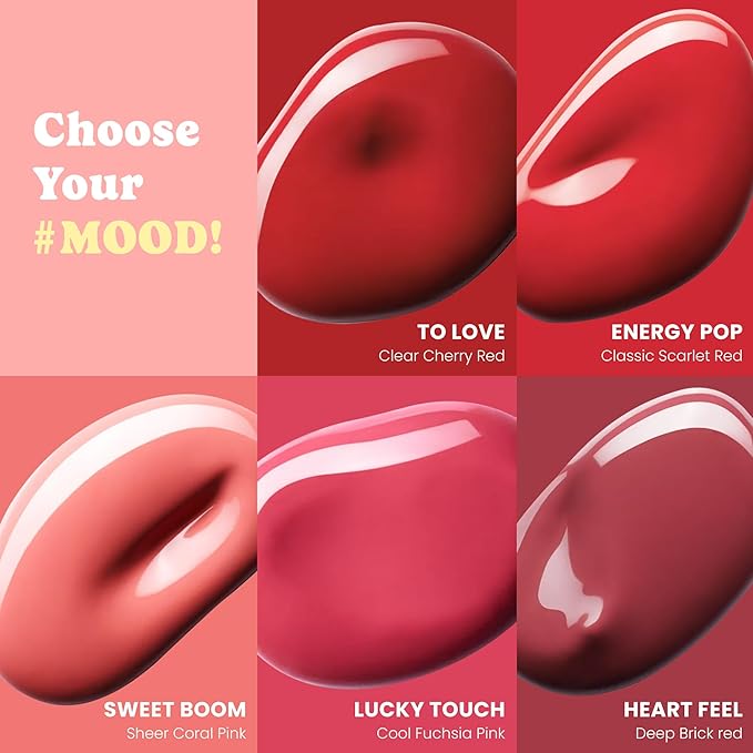 Peach C Jelly Beam Tint - Long Lasting Korean Lip Tint Stain Plumping Jelly Lip Gloss - Lightweight, Moisturizing & Buildable Lip Makeup Jelly Tint Blush with Vitamin E (Heart Feel, 0.07 oz)
