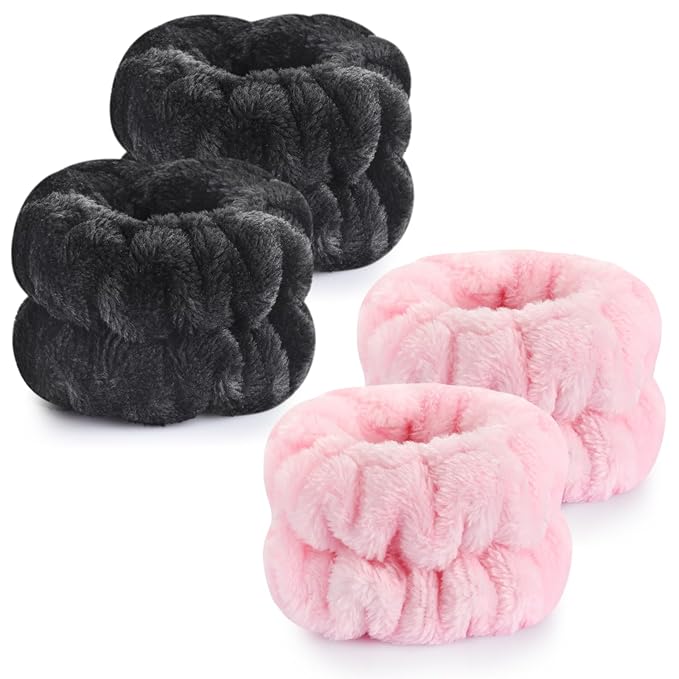 Dorbetar 4 Pcs Wrist Bands for Washing Face, Microfiber Wrist Towels for Washing Face, Spa Wristbands for Washing Face, Face Wash Wristbands, Arm Bands for Washing Face for Woman and Children