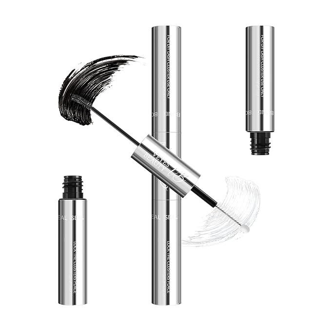 VEYESBEAUTY Lash Bond and Seal Waterproof 2 in 1 Cluster Lash Glue for Eyelash Extensions Long Lasting Strong Hold Individual Eyelash Glue for DIY Lash Extensions Self Use at Home 7ml+7ml
