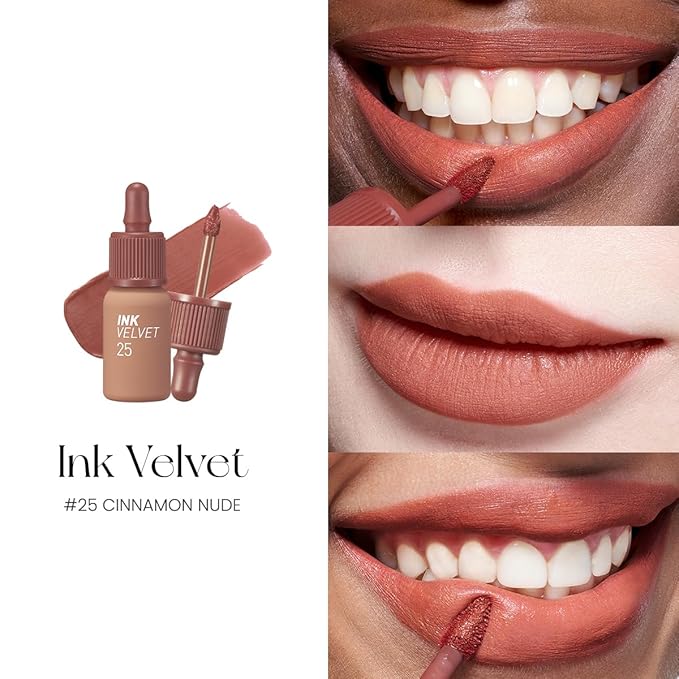 Peripera Ink the Velvet Lip Tint - High Pigment Color, Longwear, Weightless, Gluten-Free, Paraben-Free (25 CINNAMON NUDE)