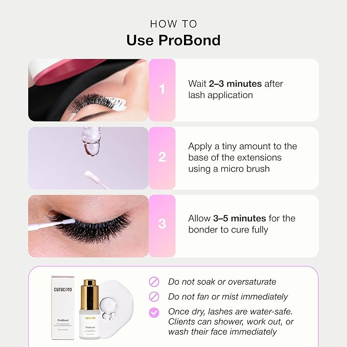 Curacoro ProBond - Lash Bonder for Lash Extensions, Fast-Curing Glue Sealer for Oily Lashes & Humid Environments, Longer Retention & Reduced Irritation (15ml)