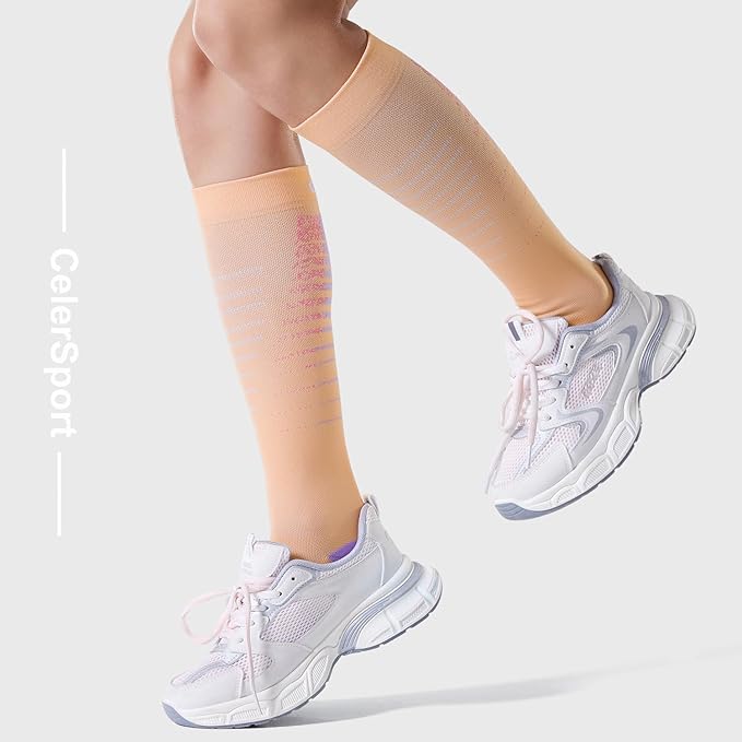 CelerSport 3 Pairs Compression Socks for Men and Women 20-30 mmHg Running Support Socks