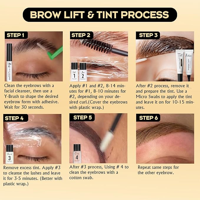 Lash Lift Kit 4 in 1 Brow Lamination Kit, Professional Eyelash Perm Kit for Beginner Salon Quality at Home with Long-Lasting Natural Brown Color